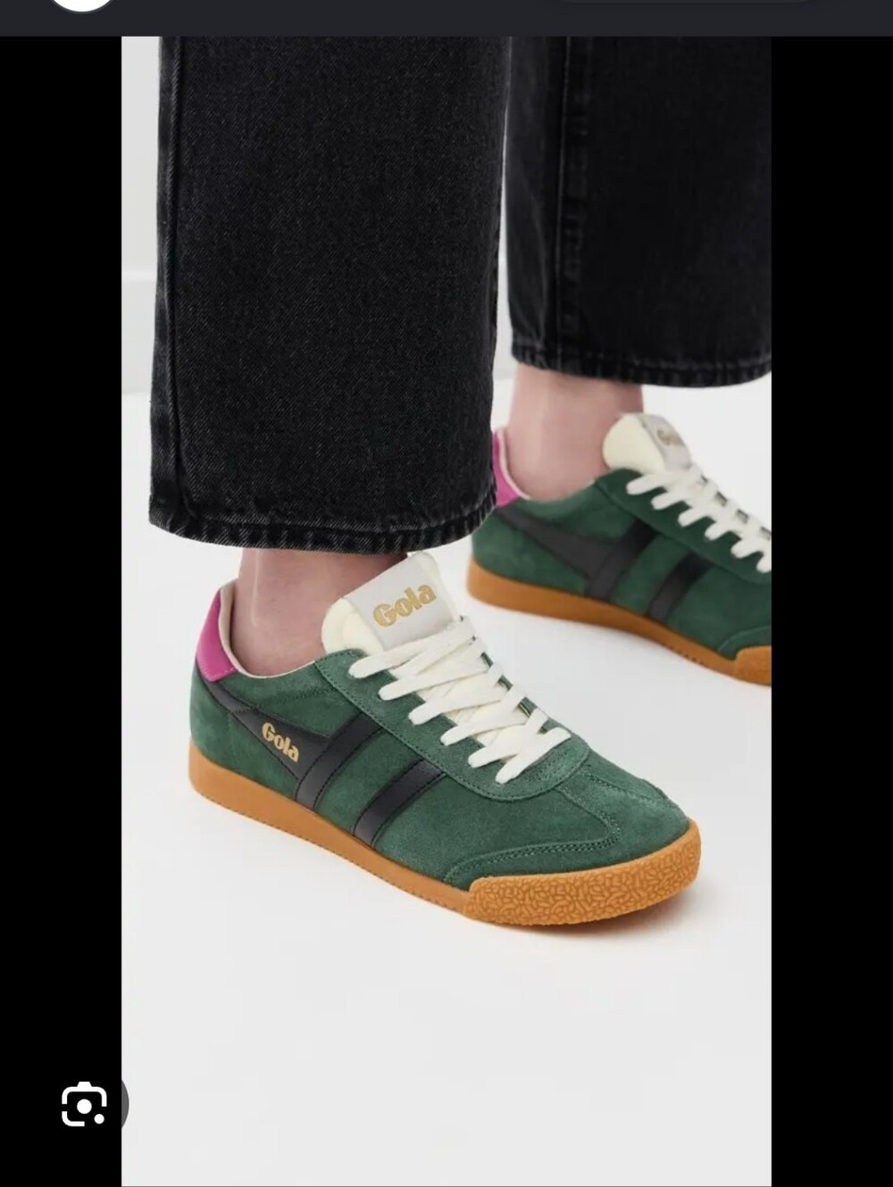 Gola Elan Suede Sneakers in Evergreen & Fuchsia